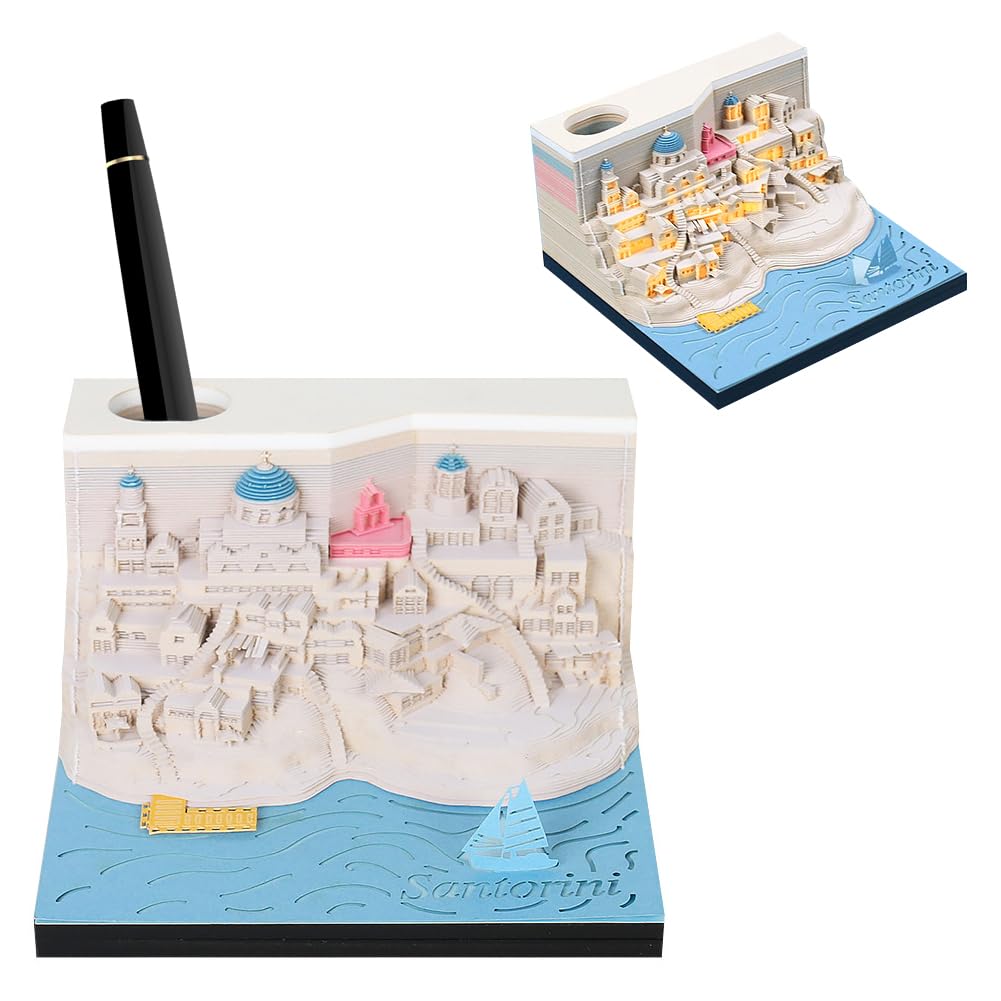 LOMUG 3D Desk Calendar Tear Off 2026, 3D Notepad Calendar with Light, 3D Calendar 2026 Tear Off, Creative 3D Desk Calendar, 3D Notepad Desk Calendar Notepad for Christmas New Year