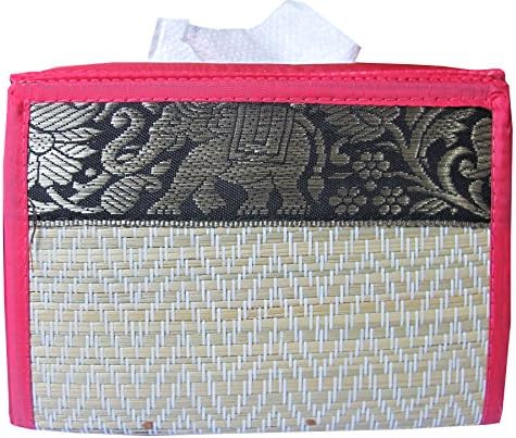 Reed Tissue Box Made From Natural Material Classic Elephant Style Size Height 3.8 "Wide 5" Long, 5.5".