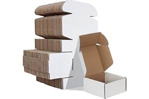 HORLIMER 4x4x2 inches Shipping Boxes Set of 100, White Corrugated Cardboard Box Literature Mailer