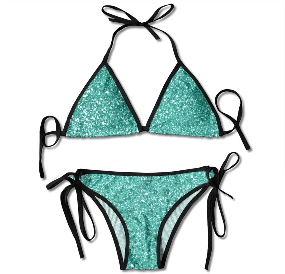 Turquoise Glitter Women's Sexy Bikini Set Beach Bathing