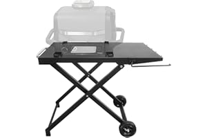 KEESHA Folding Grill Stand for Ninja Woodfire Outdoor OG700 Series Grill, Collapsible Grill Cart for Ninja XSKGRDPLT Woodfire OG701 OG751 Grills, for Ninja Woodfire Grill Stand with Side Table