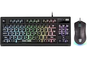 RGB Gaming Keyboard and Mouse Combo,87 Keys USB Wired RGB Backlit Gaming Keyboard Mechanical Feeling with 7200 DPI Gaming Mou
