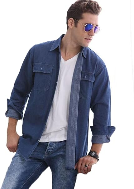 Amazon Debangni デニム ジャケット シンプル メンズ ライトブルー おしゃれ 薄い デニムコート ゆったり オシャレ パーカー 長袖 コート ジャケット 通販