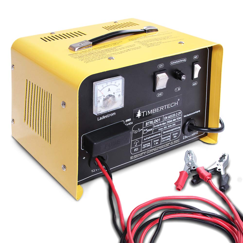 Battery Tools Timbertech Car Battery Charger 12/24 V Automatic Heavy Duty Vehicle Recharging