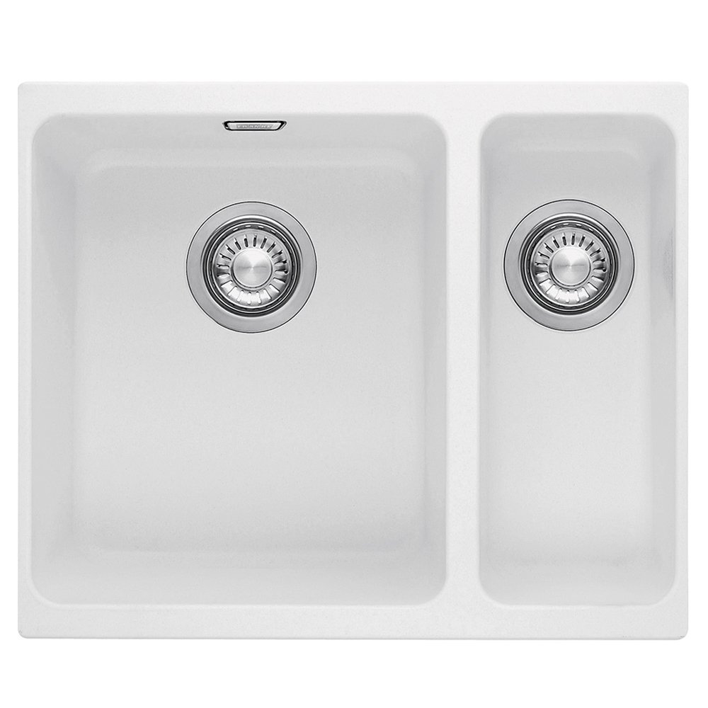 Franke 125.0158.599 Fragranite Granite Kitchen Sink with Single and Half Bowl from Kubus KBG 160, White Polar, 8 x 46 cm