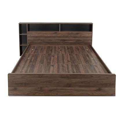 @home by Nilkamal Clifford Queen Bed with Headboard and Box Storage (Black)