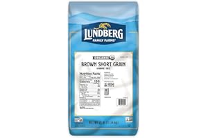 Lundberg Organic Brown Rice, Short Grain - Whole Grain Rice that Clings Together When Cooked, Subtle Nutty Flavor, Healthy Food, Vegan, Pantry Staples, Organic Rice Grown in California, 25 Lbs