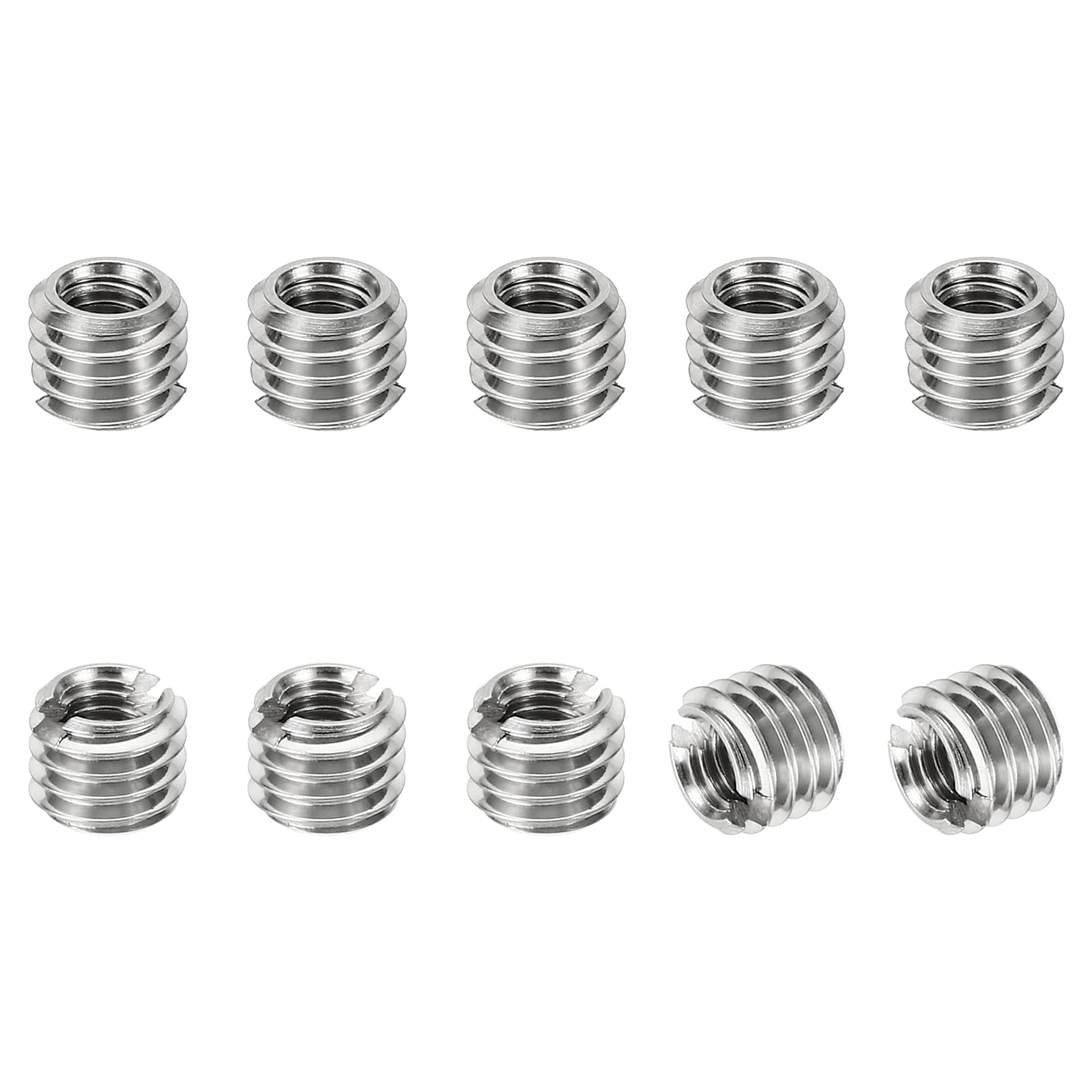 PATIKIL Thread Adapters Sleeve Reducing Nut, 10 Pcs M5*0.8 Male to M3*0.5 Female Repairing Insert Nut Screw Reducer Conversion Stainless Steel Fastener 4mm