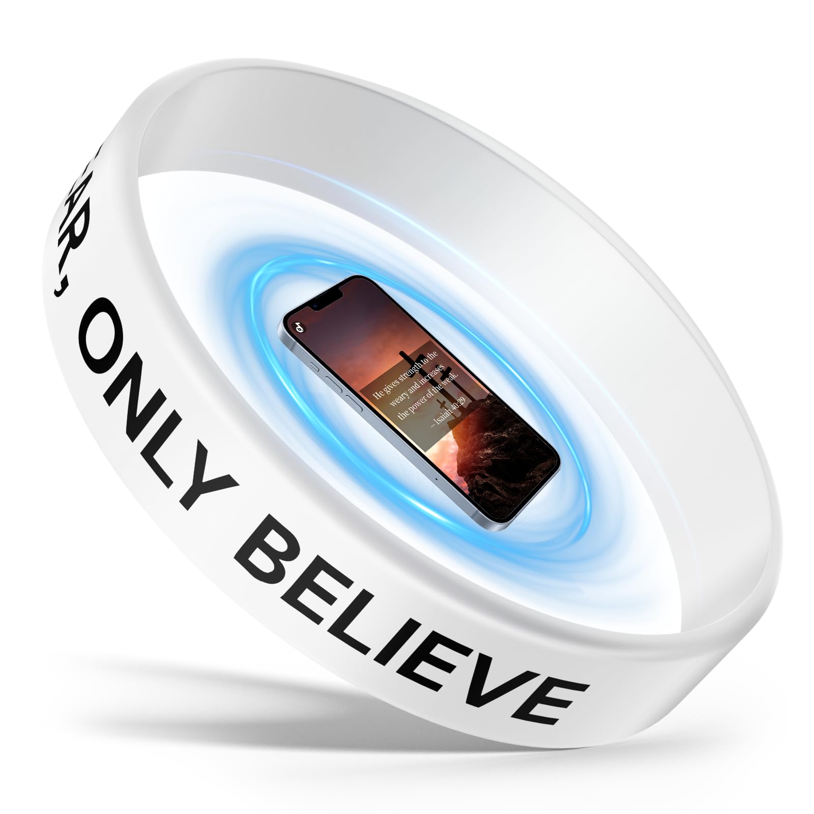 Outiuehee Daily Bible Verse Silicone Wristband for Men Women, Religious Wristband, Inspirational Scripture Present for Daily Motivation, Faith Hope Belief Wristband, White