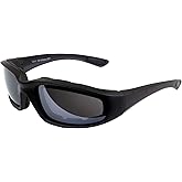 Raze Eyewear SR-2 ANSI Z87 Padded Motorcycle Safety Glasses Black Frames & Smoke Lenses