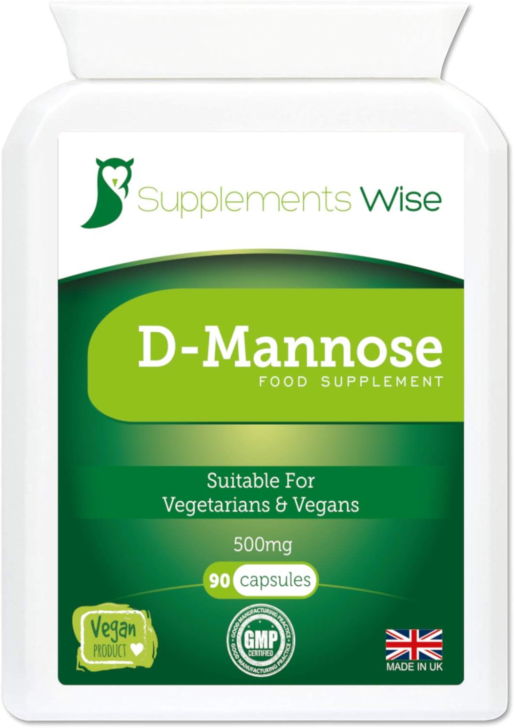 D-Mannose Capsules, 500mg x 90, Cystitis Treatment for Women, UTI Prevention, D Mannose Tablets for Urinary Infections