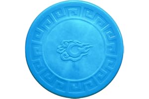 AIYGOUWU Dog Flying Discs,Interactive Rubber Flyer Dog Toys,Put Cloth in Middle for Durability,Glow at Night,9 inch for Medium/Large Dogs.(Blue)