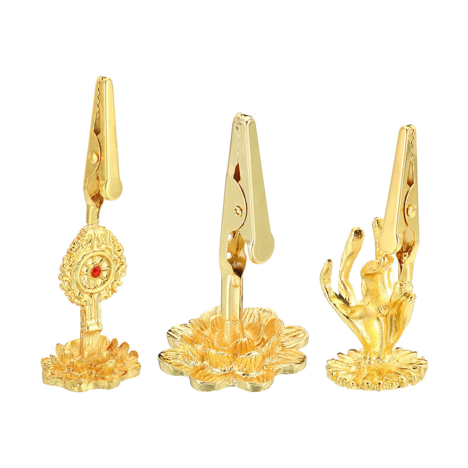 PATIKIL Incense Holder Clip, 3 Pack Brass Incense Stick Holder Incense Burner Stand Base for Yoga Spa Room Home Office, 3 Types