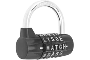 HOJLKLD Gym Locker Lock 5 Letter Word Lock Safety Padlock Combination Lock for School Gym Locker,Sports Locker,Fence,Toolbox,Case,Hasp Storage (1, Black)
