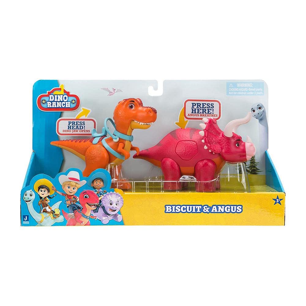 Giochi Preziosi Dino RanchSet Deluxe Dinosaurs, Including 2 Articulated Dinosaurs: Biscuit and Angus, As Seen on TV, for Children from 3 Years, DNA02000, Multicoloured