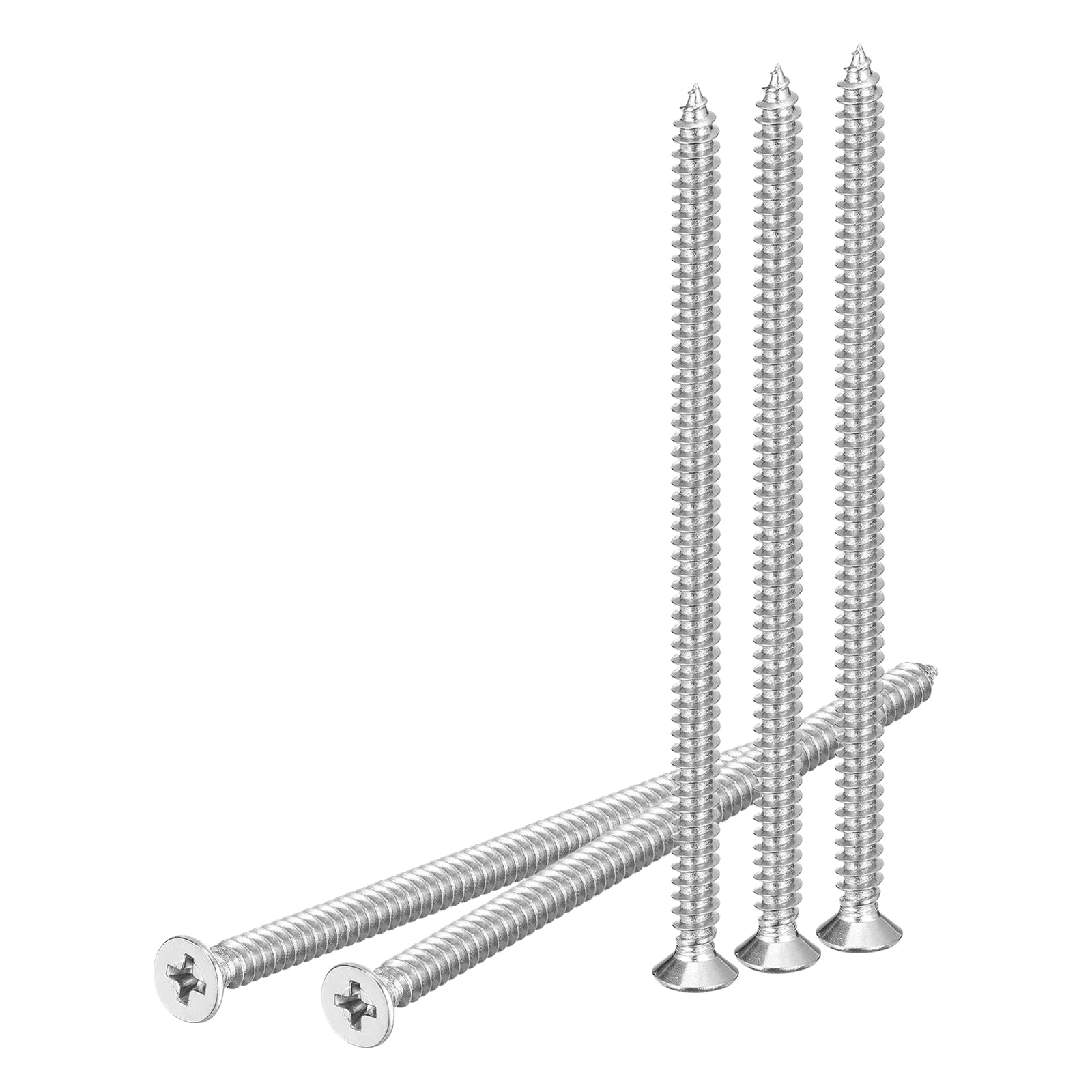 DTGN 20Pcs M5x100mm Flat Head Wood Screws, 304 Stainless Steel Phillips Self Tapping Screws - Good for Woodworking, Furniture - Silver — image 1