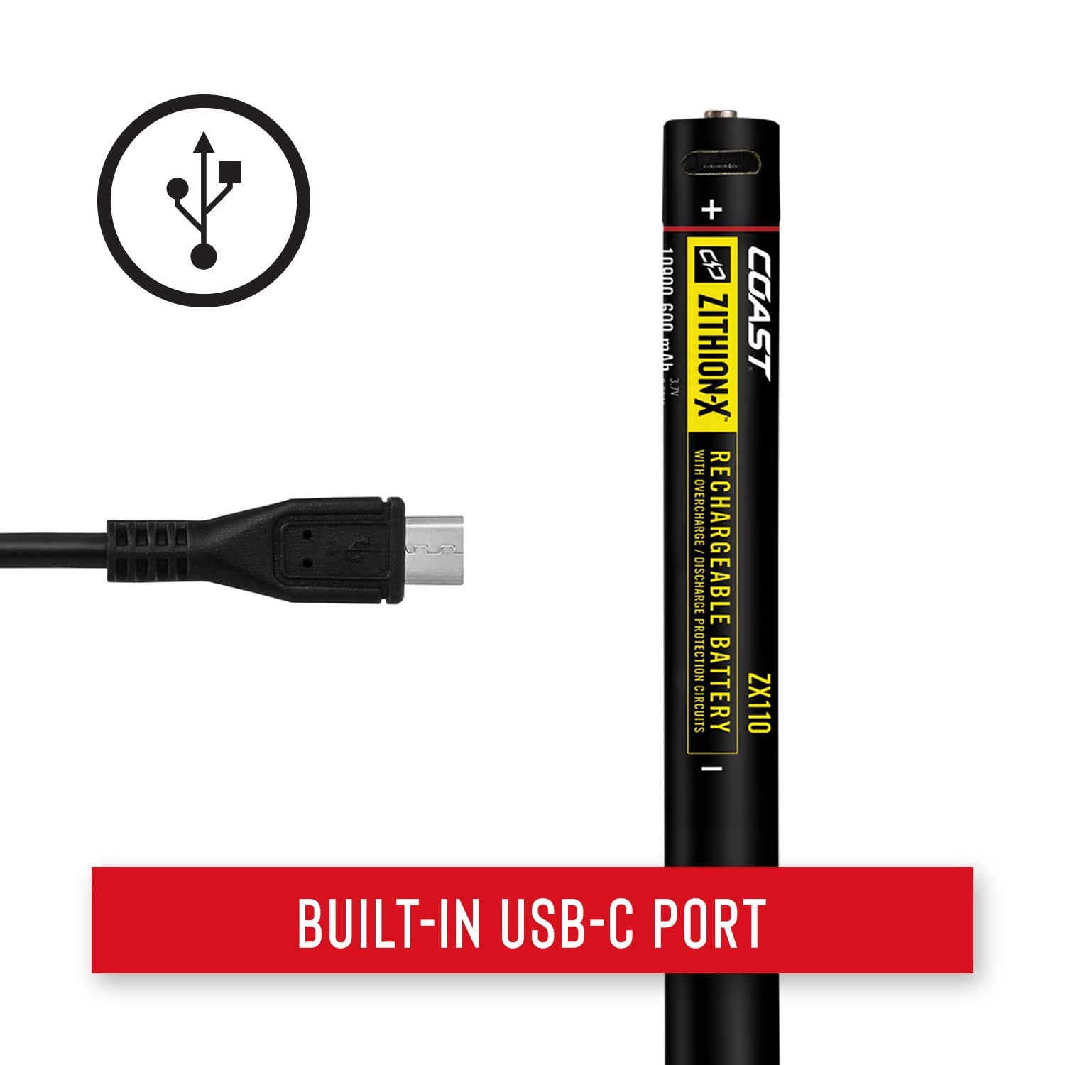 Coast ZX110 Micro-USB Rechargeable Battery