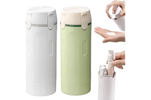 4 in 1 Refillable Travel Dispenser Bottles, 2Pcs Travel Bottles for Toiletries,Push-Down Dispenser, Leak Proof Trave-l Toilet