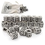 Viking Rune Beard Bead Set (24) - Norse Rings for Hair, Dreads & Beards