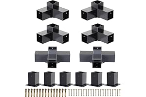 TOCRETOARE Pergola Kit, 4-Way and 3-Way Bracket Set, Powder-Coated 4" x 4" (Actual: 3.5x3.5 Inch), Hardware for Outdoor Wood Pergolas, Gazebo, Sheds (12 pcs)