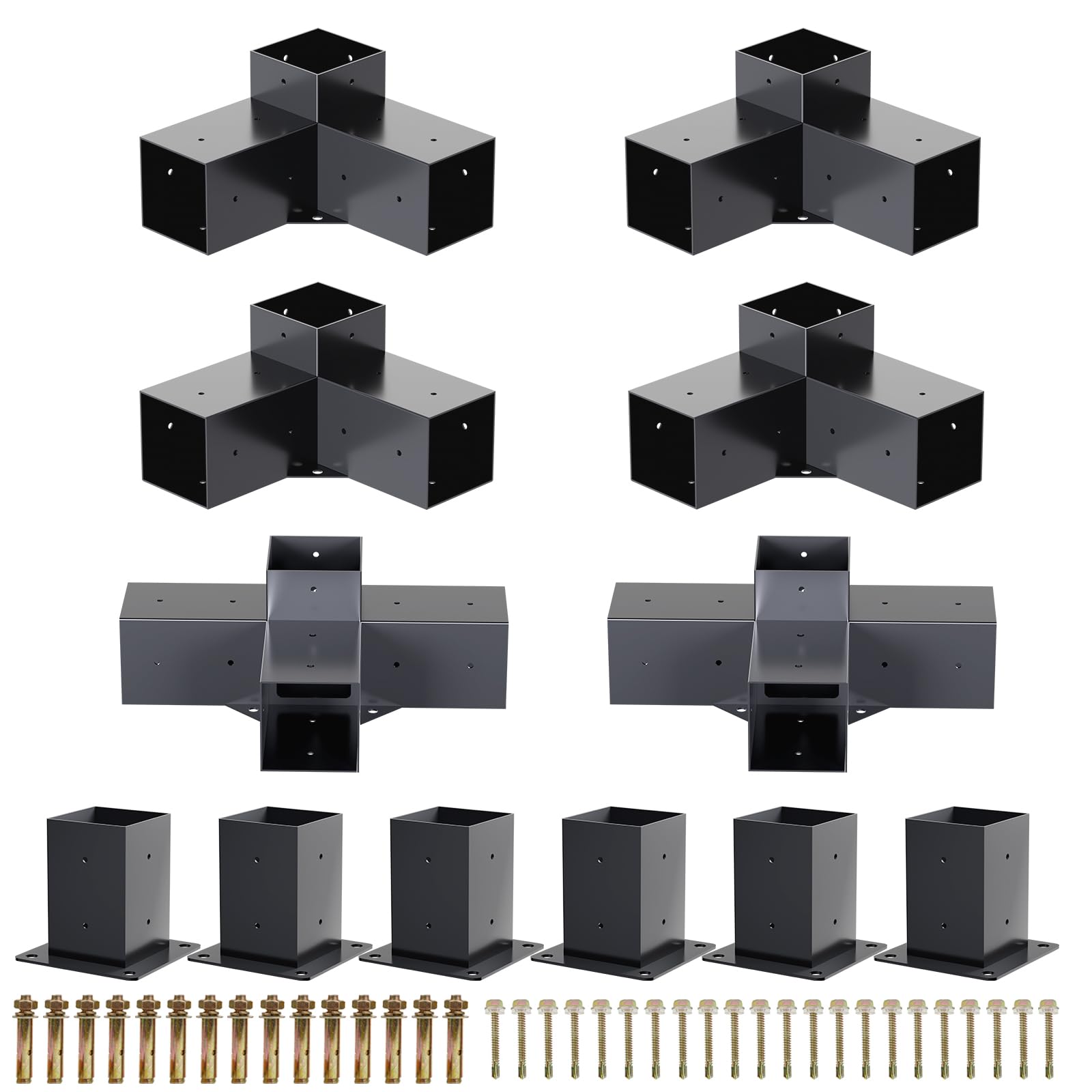TOCRETOARE Pergola Kit, 4-Way and 3 Way Pergola Bracket Set, Powder ...