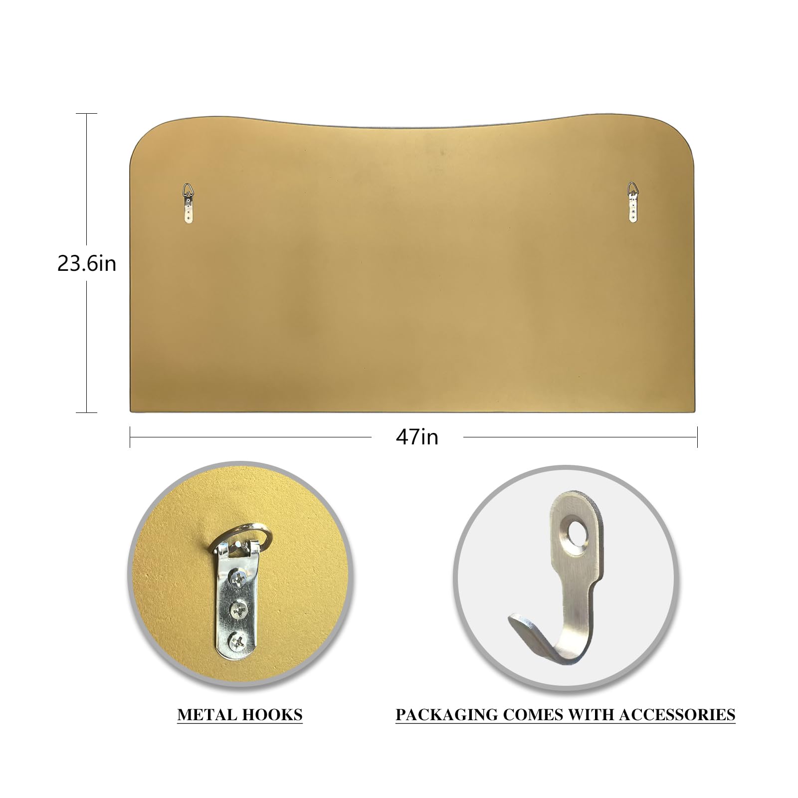 POZINO Gold Rectangular Mirrors, 23.6