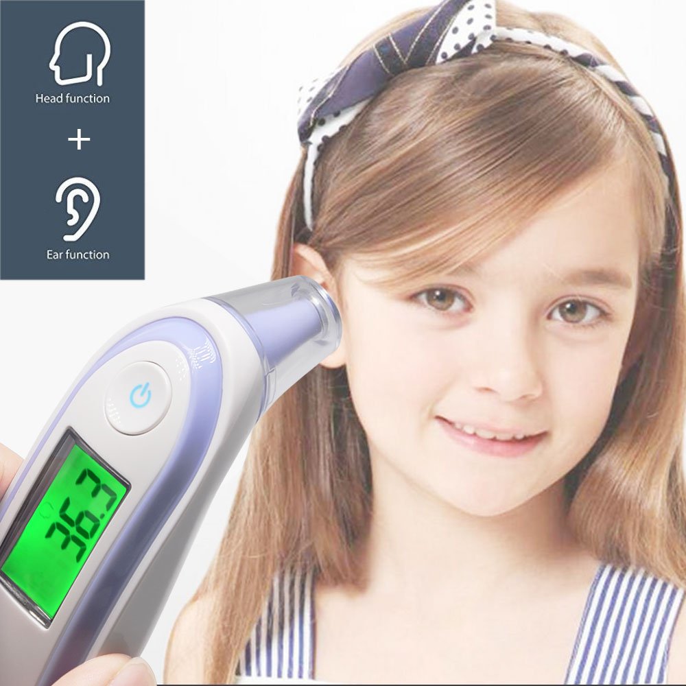 Mcoplus infrarrojos termómetro para la frente y el oído con pantalla LCD