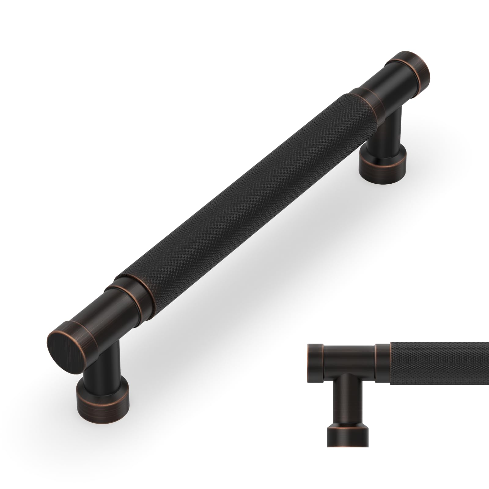 Amerdeco 10 Pack 5 Inch(128mm) Oil Rubbed Bronze Cabinet Pulls Knurled Kitchen Cabinet Handles, Cabinet Pulls Kitchen Cabinet Hardware for Cupboard Drawer Pulls AM028