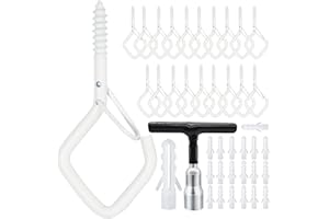 Ticway 20 PCS Q-Hanger Hooks for String Lights,Ceiling Hooks for Hanging Plants,Screw Hooks for Wind Chimes,Bird Feeder,Lanterns,Christmas Decorations Outdoor String Lights Hooks(Square Hanger)