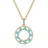 MTMY Circle Pendant Necklace 14K Gold Plated CZ Circle Charm Necklaces for Women Simple Trendy Jewelry