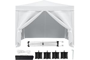DOINUO 10x10 White Pop Up Canopy Tent Heavy Duty with 4 sidewalls Commercial Outdoor Party Tent Event Wedding Tents Instant Canopy Gazebo with Carry Bag UPF 50+ Waterproof