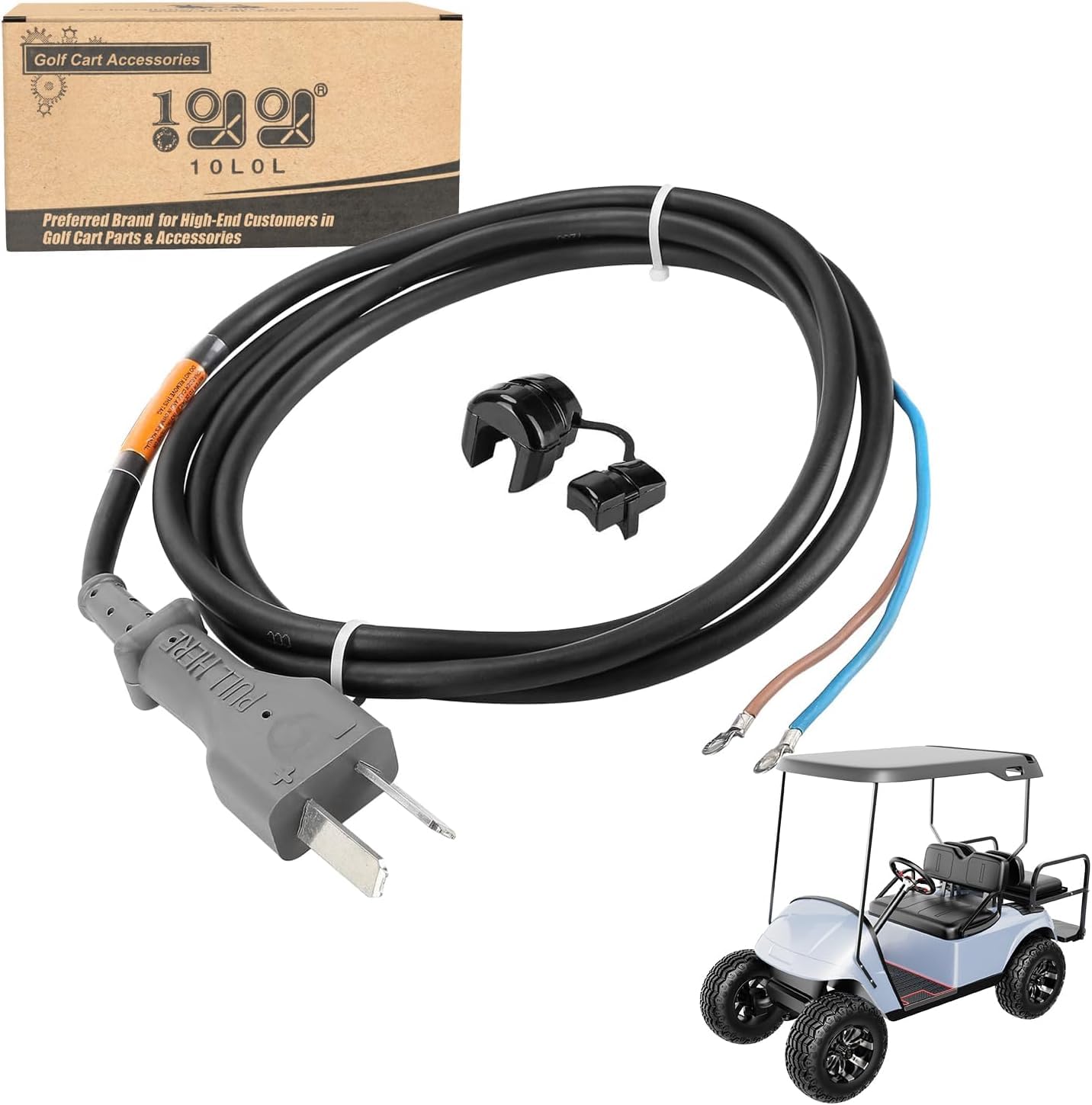 10L0L Golf Cart Charger Cable, 36 Volt 2 Prong DC Golf Buggy Charger Cord with Plug for Yamaha, EZGO, Club Car, OEM# 14835-G1 1016433-01 1013076