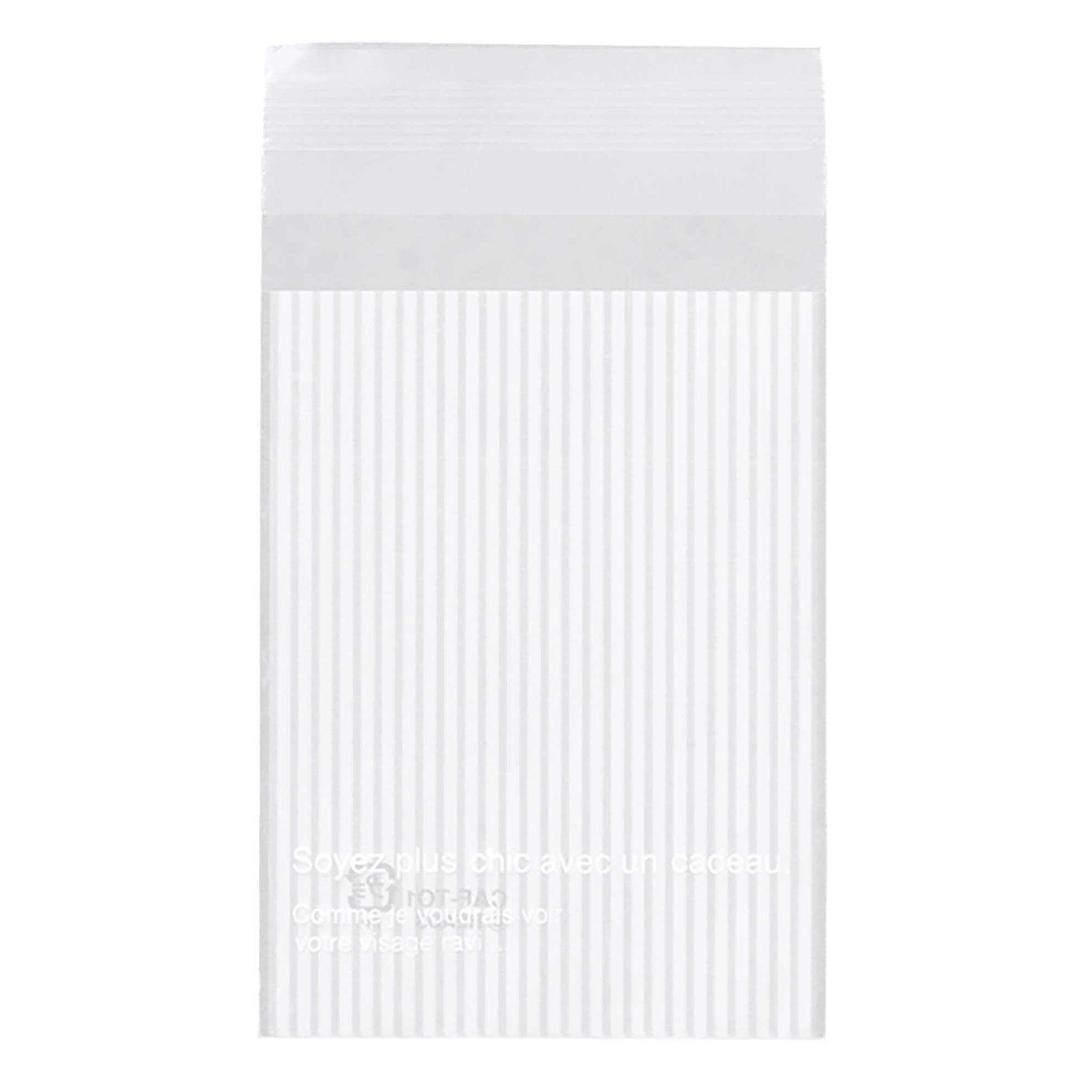 ヘッズ(Heads) 日本製 食品対応袋 カフェオレテープ付OPPバッグ ホワイト W70×H90+30(テープ部)mm ストライプ 100枚 HEADS CAF-TO1商品画像