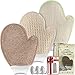 Bath Exfoliating Shower Gloves Health Set! 3 Scrubber Exfoliation Dry Spa Mitts Kit: Remove Dead Skin and Make Your Body Soft with Thick Bamboo Loofah, Medium Sisal & Thick Jute. Back, Neck & Face Use