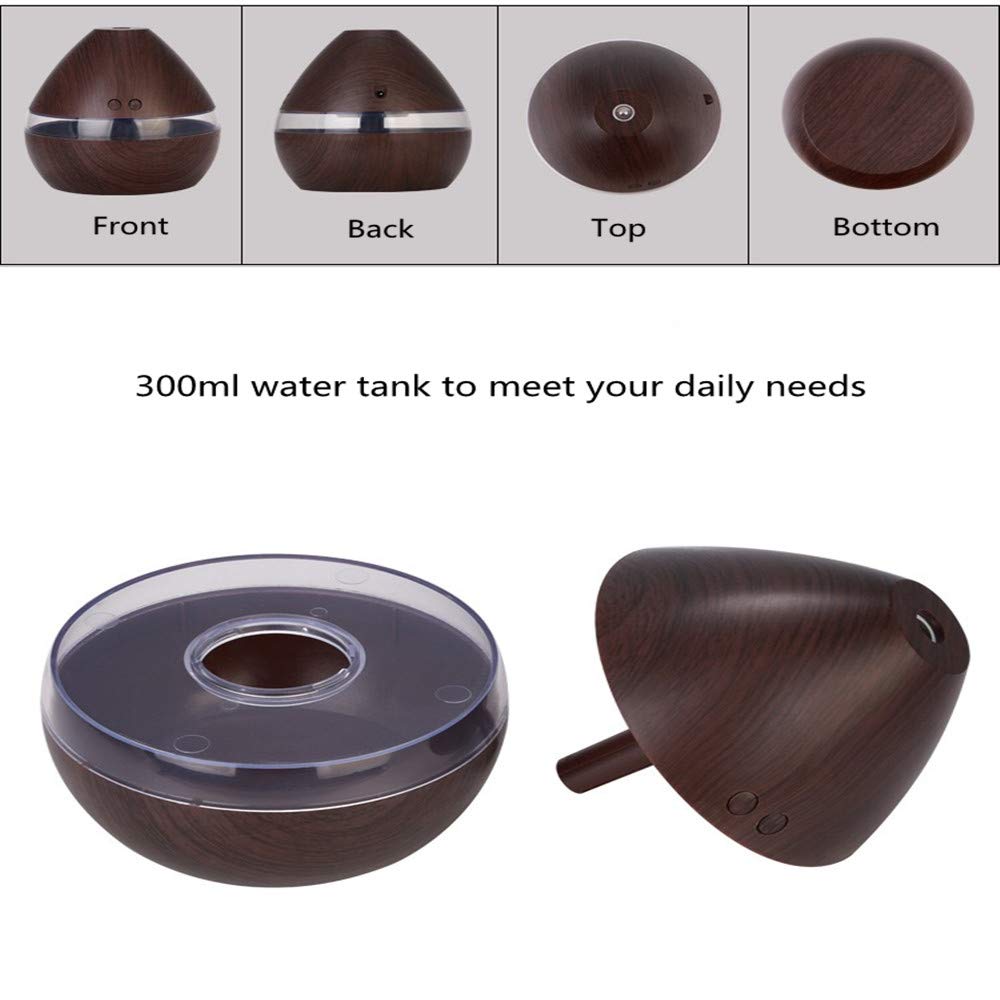 Essential Oil Diffuser, J\'sBeauty 300ml Wood Grain Aromatherapy Diffuser Cool Mist Humidifier with Auto Shut Off for Office Home Bedroom