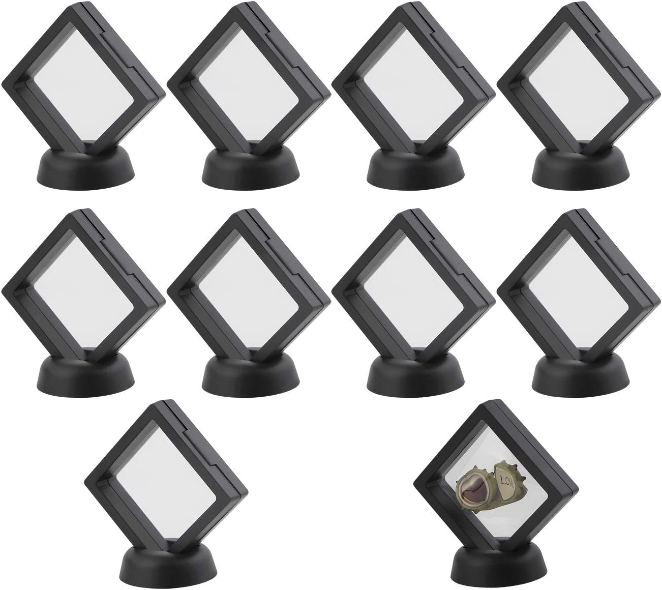 Joyce Lindberg 3D Floating Frame Display Holder Stands (Black 2.75x2.75x0.8)