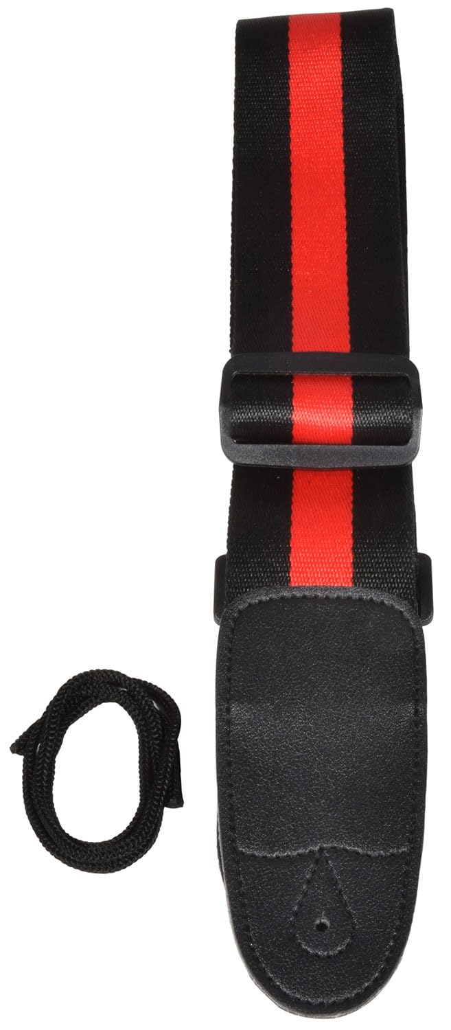 Chord | Nylon Webbing Adjustable Guitar Strap | Black & Red