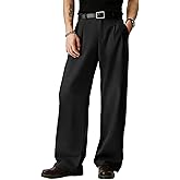 JMIERR Mens Baggy Casual Dress Pants Lightweight Pleated Old Money Wide Leg Pants Loose Relaxed Fit Trousers