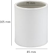Osco White Faux Leather Pen Pot Desk Organizer 7.5cm W x 10.5cm H x 8.5cm Dia view 3