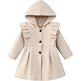 USKIDKK Toddler Baby Girl Clothes Jacket Coat Long Sleeve Solid Color Buttons Hooded Trench Coat Dress Fall Winter Outfit