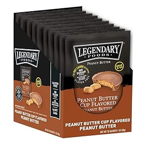 Legendary Foods | Keto Fat Bombs | Flavored Peanut Butter Squeeze Packets, Low Carb, No Sugar Added, Vegan | Peanut Butter Cup (1oz, Pack of 10)