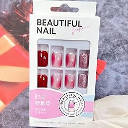 RIICFDD Red Press on Nails Short Square Shape Fake