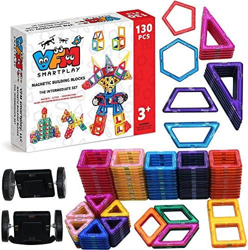 130 PCS Magnetic Building Blocks - Magnetic Tiles Toys With Strong Magnets For Kids Toddlers Babies - Creativity beyond Imagination by VFM Smartplay
