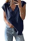 Saodimallsu Womens V Neck Sweater Vest Oversized