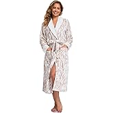 RONGTAI Plush Fleece Bathrobe for Women, Long Robe with Two Side Pockets and Belt, Warm and Cozy Fluffy Sleepwear Nightgown