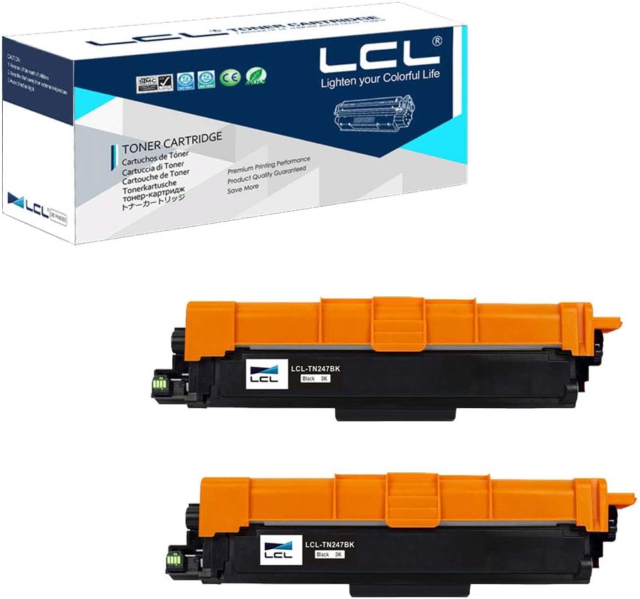 LCL Comatible Toner Cartridge TN243 TN247 TN-247 TN247BK TN-247BK 3000Pages (2 Black) Replacement for Brother HL-L3210CW HL-L3230CDW HL-L3270CDW MFC-L3710CDW MFC-L3750CDW MFC-L3730CDW DCP-L3510CDW