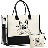 InnoBeta French Bulldog Gifts Canvas Tote Bag for Women, Important French Bulldog Lover Mom Stuff Bag for Birthday, Thanksgiving, Christmas
