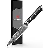 KEEMAKE Kitchen Utility Knife, 5 Inch Chef Knife, 67-Layer Damascus Steel Paring Knife with Ergonomic G10 Handle, Multipurpose Kitchen Knife for Fruit and Vegetable Cutting
