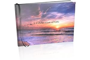 LIFETOO Ocean Funeral Guest Book w/Pen (12" x 8", 400+ Guests), Celebration of Life Guest Books, Memorial Service Guest Book Sign for Funerals | Guest Book for Funeral, Memory Book for Funeral Guest
