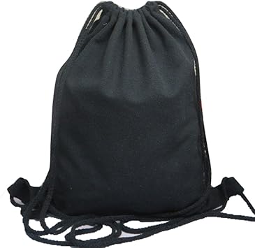 black canvas drawstring backpack